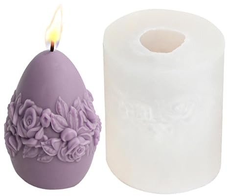 Ylnailky Osterei-Silikonform – 3D-Relief-Muster, Kerzen-Silikonformen, DIY- -Party-Dekorationen, Harzform für Fondant, Süßigkeiten, Schokolade, Aromatherapie, Seife,