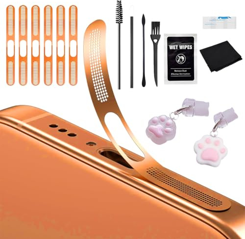 THQAE 15 Piezas Tapones Antipolvo Tipo C, Kit de Limpieza para Celular, Adhesivo de Malla, Hisopos y Cepillos de Algodón, Apto para iPhone 17 Pro, Altavoz y Puerto de Carga