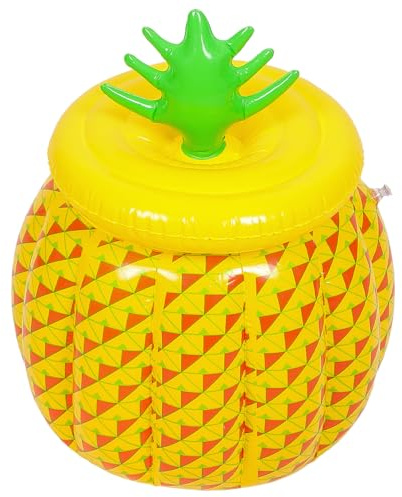 Lurrose Inflatable Ice Bucket PVC Portable Beer Cooler Pineapple Design Cold-Resistant Wine Cooler for Outdoor Parties and Pool Use