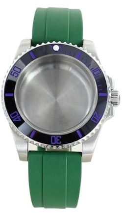 1st vattentät 40 mm klockfodral 316L rostfritt stål for ETA 2824 rörelse 28,5 urtavla gummirem(Green strap 20)