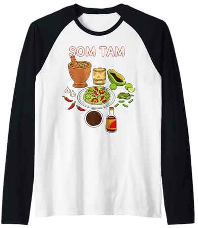 Illustration Culinaire de Salade Som Tam Épicée Manche Raglan