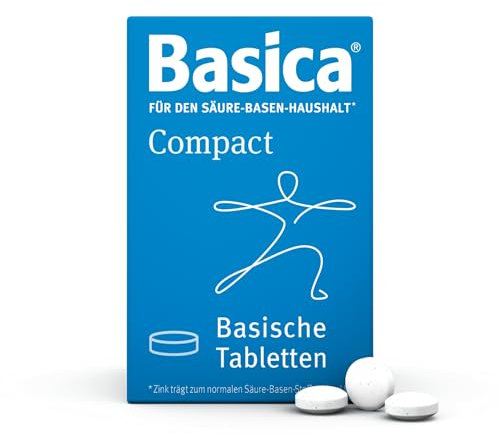 Basica® Compact kleine Basentabletten zum Schlucken | für normale Säure-Basen-Balance | praktisch auch für unterwegs, vegan, laktosefrei, ohne Zucker | verschiedene basische Mineralien, 120 Stück