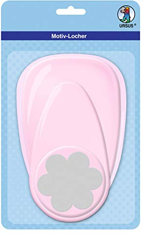 Ursus 19460055 - Motivlocher mit Hebel jumbo, Blume, rosa, ausgestanztes Motiv ca. 76,2 mm, aus Kunststoff mit Metallstanze, geeignet für Grammaturen von 160 220 g /qm