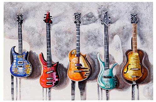 Mendler Ölgemälde Gitarren, 100% handgemaltes Wandbild 3D-Bild Gemälde XL, 120x80cm