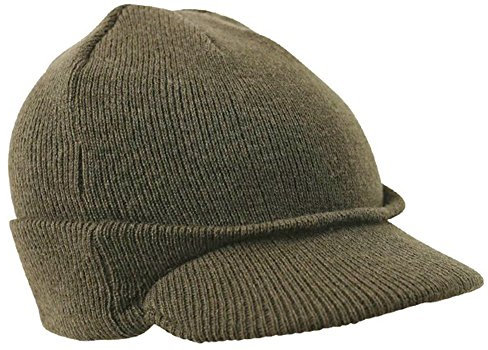 Zip Zap Zooom Mens Jeep Beanie Hat Olive Green Thermal US Army Military Peak Ski Winter Hat MASH New