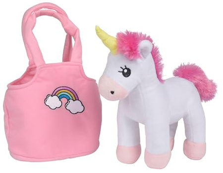 Simba 105560064 - Steffi Love Girls Plüsch Einhorn mit Tasche, mit Klettverschluss, Unicorn 28cm, ab 3 Jahren