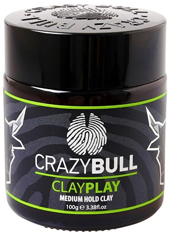 CRAZY BULL Clay Play 100ml – Natürliche Styling-Tonerde mit mittlerem Halt für texturierte Frisuren, vulkanische Aschebasis, fruchtiger Duft, hält das Haar frisch und gesund