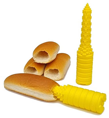 Hotdogger, Hot Dog Bun Driller Perfect for Grilling and BBQ, Ideal Size for Brats and Other Sausages (Yellow)