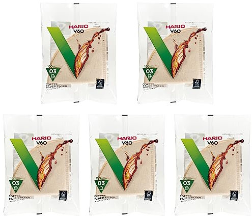 HARIO VCF-03-100M Paper Filter for V60, 1 to 6 Cups, 500 Filters, Misarashi