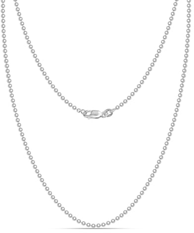 LeCalla Links Sterling Silber Italienischer Schmuck 1,2 mm, 1,50 mm, 2 mm, 3 mm Kugelkette Halskette für Teenager Frauen und Männer (16, 18, 20, 22, 24 Zoll)