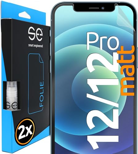 2x se® 3D SCHUTZFOLIE Entspiegelt für Apple iPhone 12 / 12 Pro,Anti-Staub, 100% Fingerabdruck & FaceID kompatibel, einfache blasenfreie Installation, Ultra-Klar, Stoß-Kratzfest, aus Deutschland