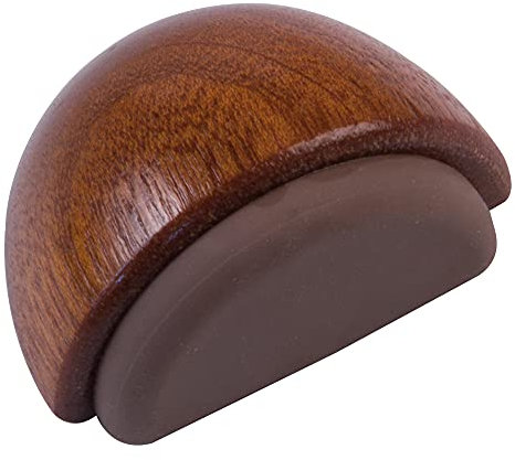 Amig - Halbkreisförmiger dekorativer Bodentürstopper, selbstklebend, aus Holz mit Sapelli-Finish und Gummi in dunkelbrauner Farbe - Schützt Wände und Möbel vor Stößen - Durchmesser Ø45 x 25 mm