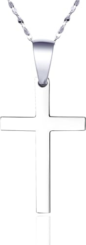 Halukakah 925 Sterling Silber Kreuzkette für Jungen und Jugendliche - 18k Echtgold/Platin Plattiert Kleiner Kreuzanhänger mit Kette - Mit Bibelkarte und Geschenkbox - Bedeutender Religiöser Schmuck