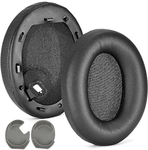 Yaowanguan Ear Pads Replacement Cushions for Sony WH-1000XM4 Headphones, Protein Leather Black Clip WH1000XM4 Earpads w/Foam 1 Pair