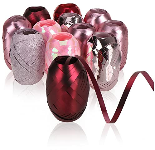 com-four® 12x Ringelband in glänzenden Farben - 10 m je Rolle - Set Geschenkbänder zum Basteln und Verpacken - Polyband für dekorative Geschenkverpackung