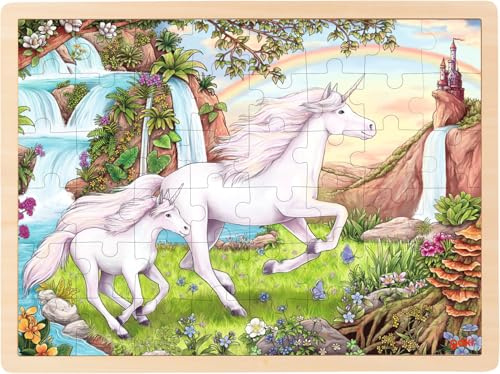 Einlegepuzzle Einhorn: 40 x 30 x 0,8 cm, Holz, 48 Teile, per Stück