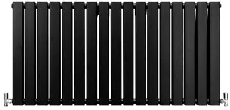 Paneelheizkörper Flachheizkörper Design Heizkörper Heizung 60cm x 119cm Matte Schwarz Horizontal Heizgerät Doppellagig Wandheizkörper Küche Wohnzimmer Badezimmer Reinigungsbürste und Befestigungsset