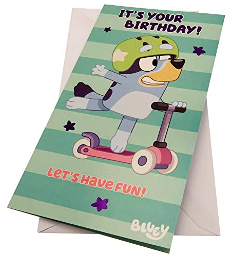 Danilo Promotions Limited Bluey Geburtstagskarte, offizielle Bluey-Grußkarte, Happy Birthday Bluey Card, mehrfarbig, 22,9 x 12,7 cm