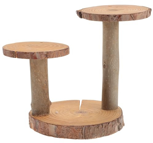 PRETYZOOM Soporte para Cupcakes de Madera, 3 Pisos, Corteza de árbol para Queso, Carne, rústico, Redondo, Soporte para Plantas, Soporte para Tartas, Soporte para Velas, Plato de Navidad, Boda, Pieza
