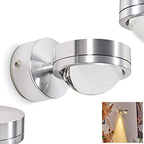 LED Wandlampe Harare, moderne Wandleuchte aus Metall in Chromfarben/Klar, Wandstrahler mit Lichteffekt, 1-flammig, 1 x 5 Watt, 300 Lumen, 3000 Kelvin; IP44 auch für Badezimmer geeignet