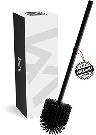 VMbathrooms Ersatz WC-Bürste Silikon Ø 7,5 cm Schwarz mit Stiel | Flexible schwarze Borsten | Für Toilettenreinigung & WC-Pflege | Leicht abwaschbar | Universell für viele Bürstenhalter