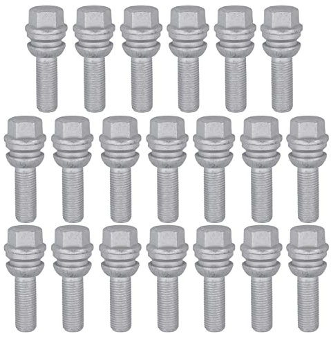 Radbolzen Radschrauben Radschraube M14x1,5 Radbefestigung Kegelbund SW19 66mm Hinterachse Vorderachse silber für Q7 4L Cayenne 9PA Cayenne 92A Panamera 970 Multivan Transporter T5 Toua-reg 7L Amarok