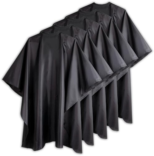 Delkinz barberarkappa med justerbar snäppstängning, vattentät frisörsalongskappa för unisex, perfekt för hårstylister, Svart, L