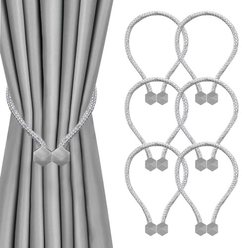 XIDOU Magnetische Vorhang Tiebacks, Vorhang Halter, Vorhang Seil Tieback Vorhang Halter für Vorhänge, Moderne Krawatte Backs 6pcs (grau)