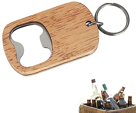Wooden Opener Keychain Portable Bottle Opener Keyring Drinks Bottle Opener Key Chain Unique Opener Mini Keychain for Daily Use and Keyring Decoration