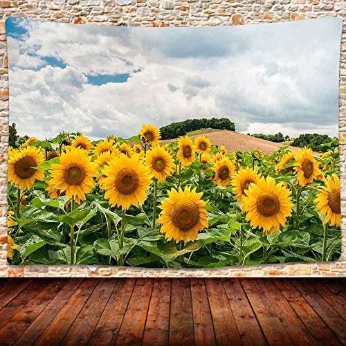 874 Wandteppiche Sonnenblumenfeld Deko Wandbehang Chic Wandtuch Für Room Schlafzimmer Apartment,130X150Cm