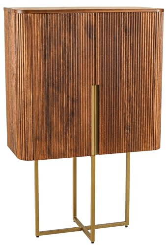 Riess Ambiente Design Highboard Gatsby - 125cm - braun mattgold - Mangoholz im Retro-Design