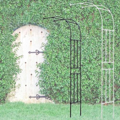 MISKYN Arche De Jardin Demi Rond, Demi-Arche en Métal, Arceau Jardin Arche A Rosiers De Style Fer Forgé, Tonnelle De Jardin Robuste, pour Plantes Grimpante,Blanc,180 * 240cm