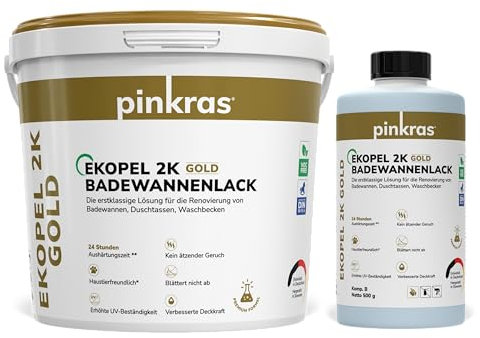 EKOPEL Badewannenlack 2K-GOLD. Geruchlos. Eine dicke, glatte Schicht. 24 St Härtungszeit. (3,35 kg (Badewanne bis zu 1,7 m Länge), weiß)