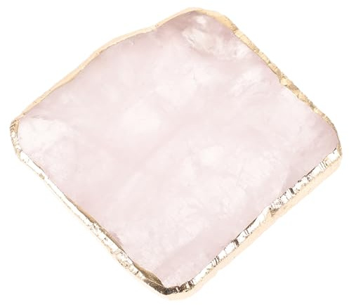 Cabilock Rosa Kristall-Untersetzer Aus Natürlichem Kristall Dekorativer Goldener Tassenuntersetzer Für Tee Kaffee Glasbecher Tischdekoration Für Zuhause Bar Party