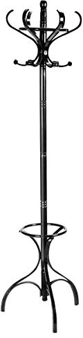 Multigot Rotating Coat Stand Rack, Wooden Freestanding Clothes Hanger Rack with 12 Hooks, Scarf Umbrella Storage Floor Tree for Entryway Hallway Bedroom (Black)