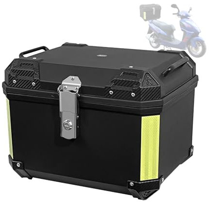 PQPQLI Top Case Koffer Für Motorrad, Sicherer Und Langlebiger Motorrad-Kofferraum, Aluminium Heckkasten Tour Topcase Zur Aufbewahrung Von Helmgepäck 36L 45L 57L(Color:Black,Size:36L)
