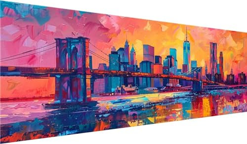 Brooklyn Brücke Diamond Painting Groß XXL 250x100cm, Basteln Erwachsene Diamond Painting Set, 5D DIY Stadt Diamant Painting Bilder Erwachsene, Diamond Painting Set mit Zubehör für Wanddeko, Geschenke