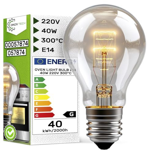 ONIX TECH Ampoule de Four E14 220V 40W 300°С avec le Code Original 00057874 057874 pour Bosch pour Siemens