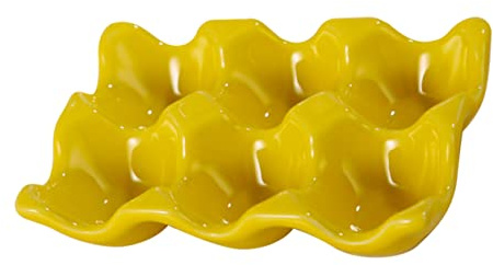Vassoio per Uova in Ceramica Giallo 1 Pezzo, Egg Holder