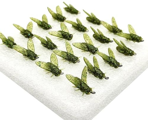 Esca simulata, esca simulata | Set di esche per pesce pan da 20 pezzi - Gancio colorato ed esca secca, kit di esche realistiche e vivaci, per la pesca d'acqua, uso esterno