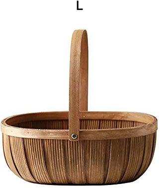 JYCRA Picknickkorb, Ovaler Picknickkorb, Picknickkorb aus Weidengeflecht, Geflochtener Rattankorb, Aufbewahrungskorb, Tragbarer Korb, Einkaufskorb (L)