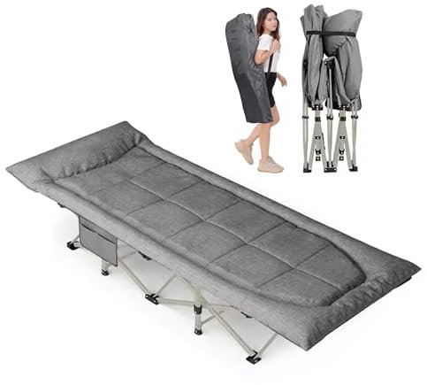 Klappbares Reisebett für Erwachsene Tragfähigkeit 200kg, Outdoor Bett Wetterfest 70 cm Breites Bett, für Erwachsene Garten Camping Reisen(Gray)