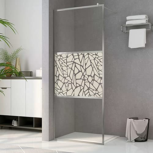 ZEYUAN Duschwand für Begehbare Dusche ESG-Glas Steindesign 90x195 cm, Duschrückwand, Duschabtrennung, Glaswand Dusche, Duschglaswand, Duschtrennwand