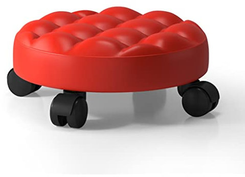 GAROEN Rollhocker, Rollhocker aus Pu-Leder, niedriger Rollsitz mit universellen, schwenkbaren Lenkrollen für das Home-Office (C (4 Räder) Höhe 13 cm)