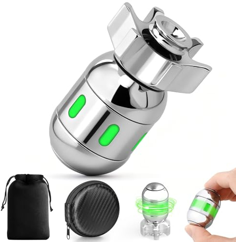 Dilabnda Atombomben Fidget Spinner Spielzeug für Kinder Erwachsene, im Dunkeln wachsendes Metall Fidget Spin Sensory Fokus Spielzeug, 2 in 1 Fingears Party Zeug EDC Büro Schreibtisch (Silber)
