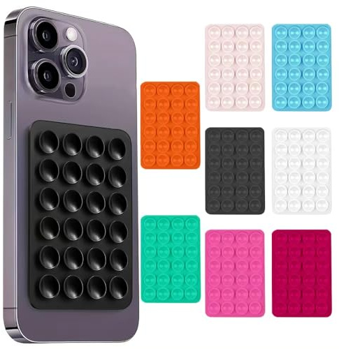 chunyuwen 8PCS Silicone Suction Phone Case Mount,sticky phone case for wall,Hands-Free Fidget Toy Mirror Shower Phone Holder, Non Slip Suction Cup Phone Mount(coloured)