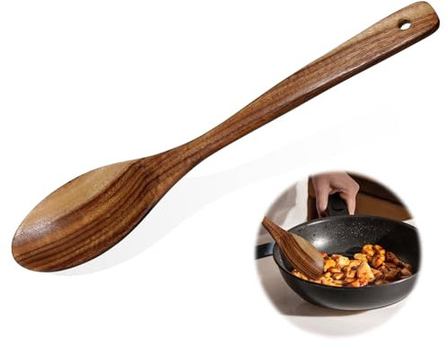 HJZHII Cucchiai in legno per cucinare, lungo 30 cm, cucchiaio in legno antiaderente, resistente al calore, per pentole antiaderenti, utensili da cucina durevoli