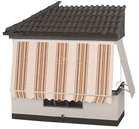 MOSCHITELLA Tenda da Sole a Caduta con CASSONETTO di Protezione braccetti e mantovana - Tessuti TEMPOTEST PARÀ (Marroni) - Misura L cm da 241 a 300 X 260 H
