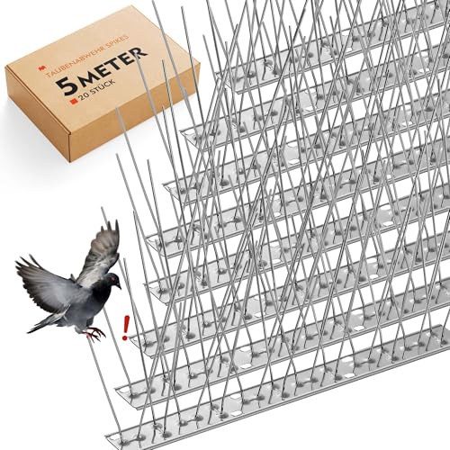 20 PCS Pinchos Antipalomas, Ahuyentador Palomas Fabricadas en Acero Inoxidable Resistente a la Corrosión, Pinchos para Palomas Balcones, Azoteas Ajardinadas o Muros de Privacidad (5M)