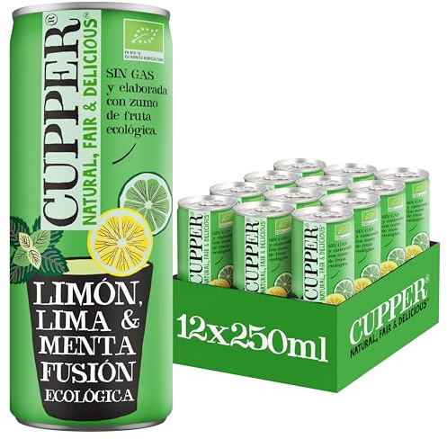 CUPPER - BEBIDA DE MENTA - LIMON Y LIMA BIO - Pack 12 x 250 ml